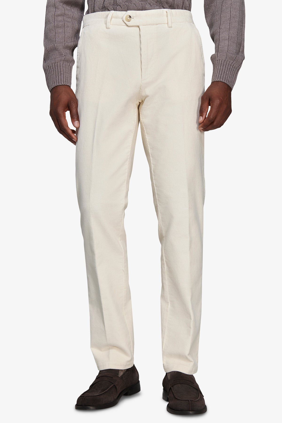 Pantaloni velluto millerighe regular bianchi