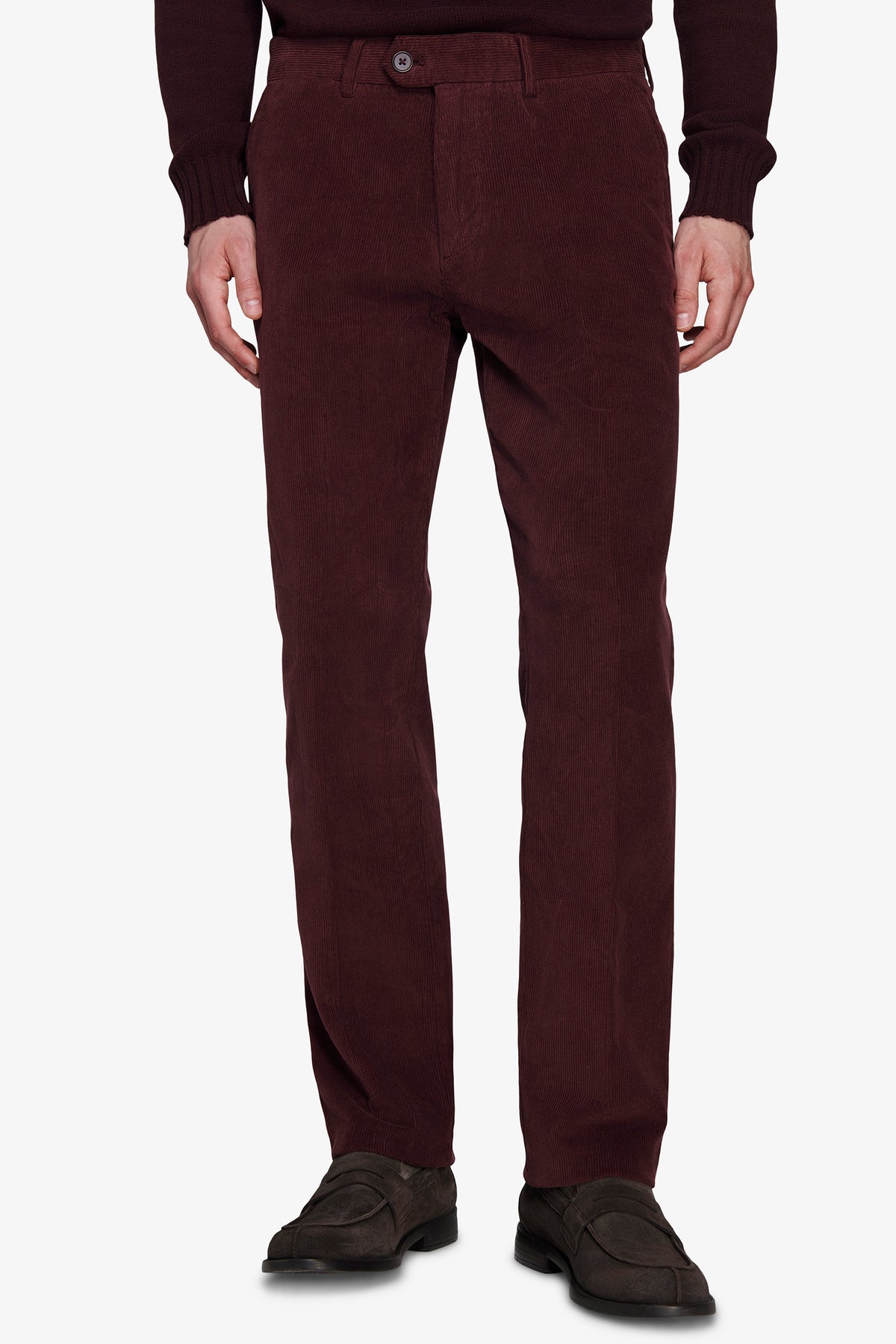 Pantaloni velluto millerighe regular bordeaux