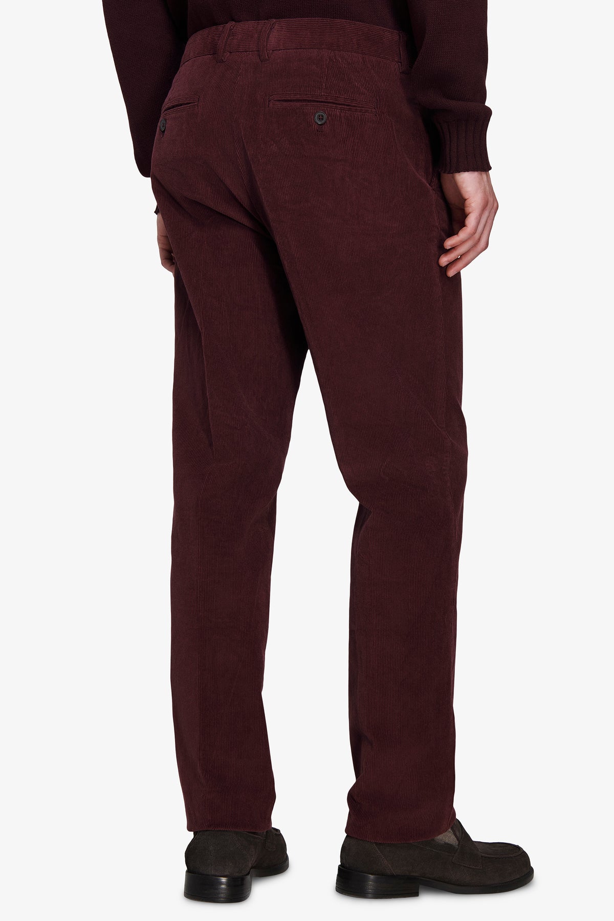 Pantaloni velluto millerighe regular bordeaux
