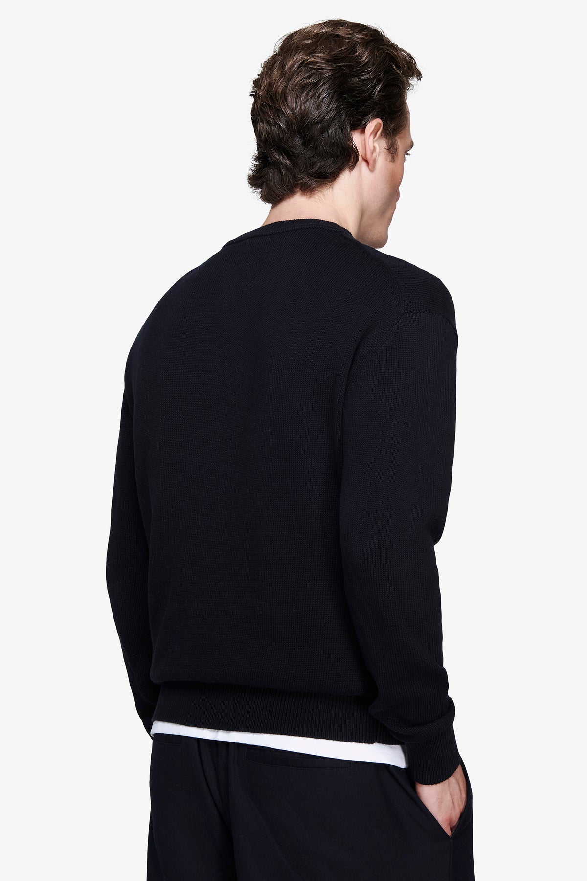 Pull bleu à col rond uni