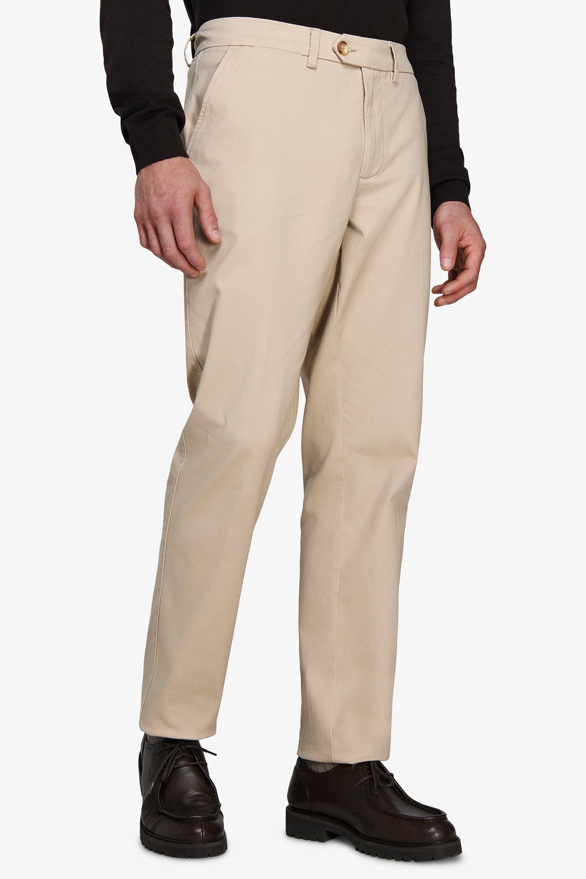Pantaloni chino gabardina regular cream