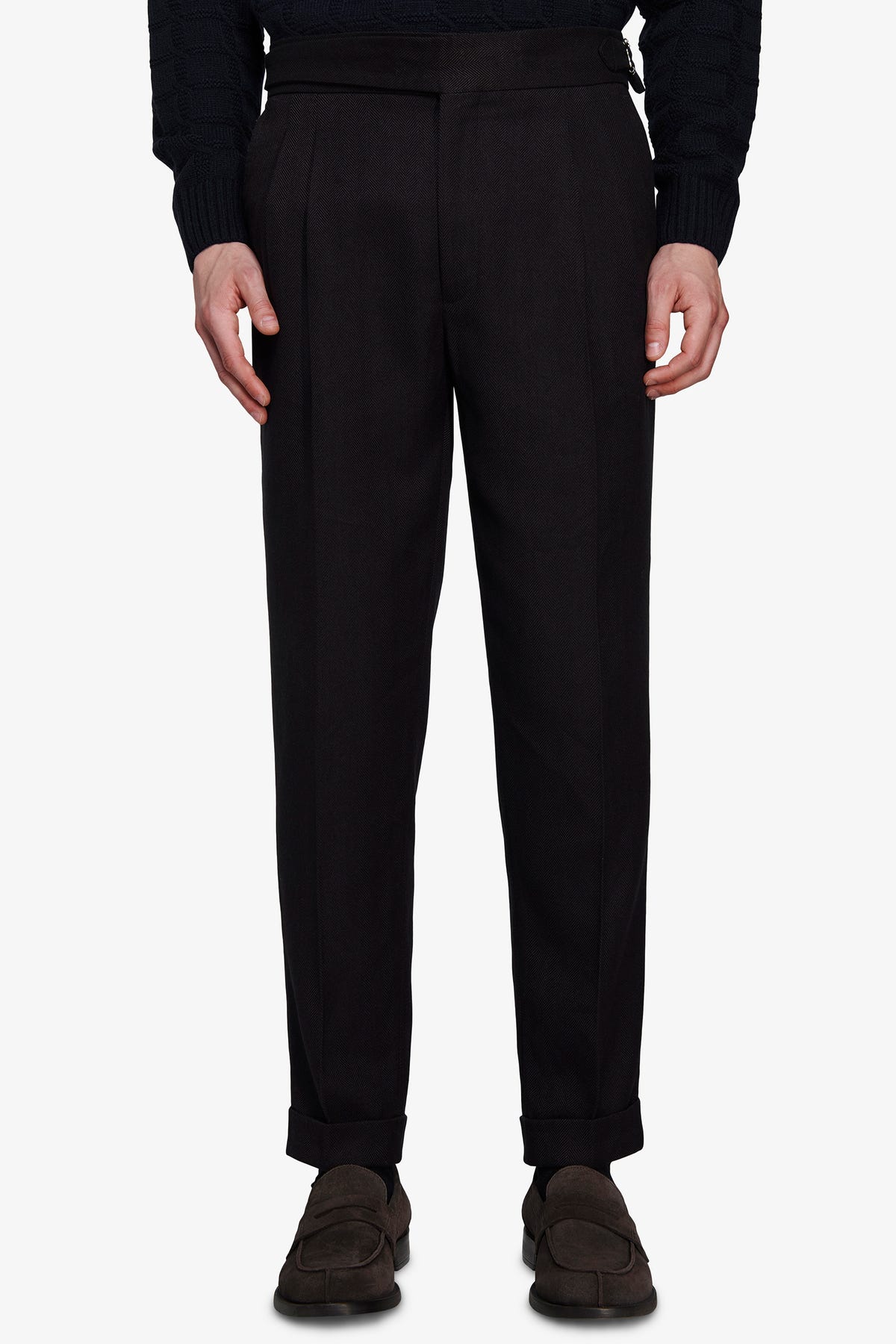 Pantaloni doppia pinces straight "Contemporary" moro