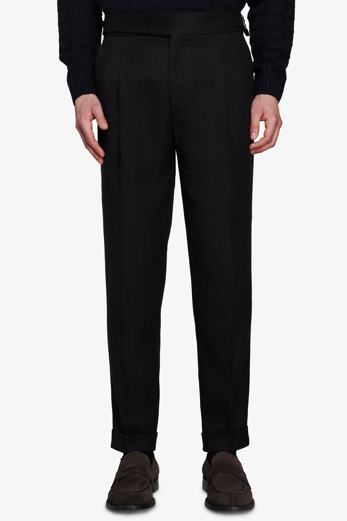 Pantaloni doppia pinces straight "Contemporary" moro