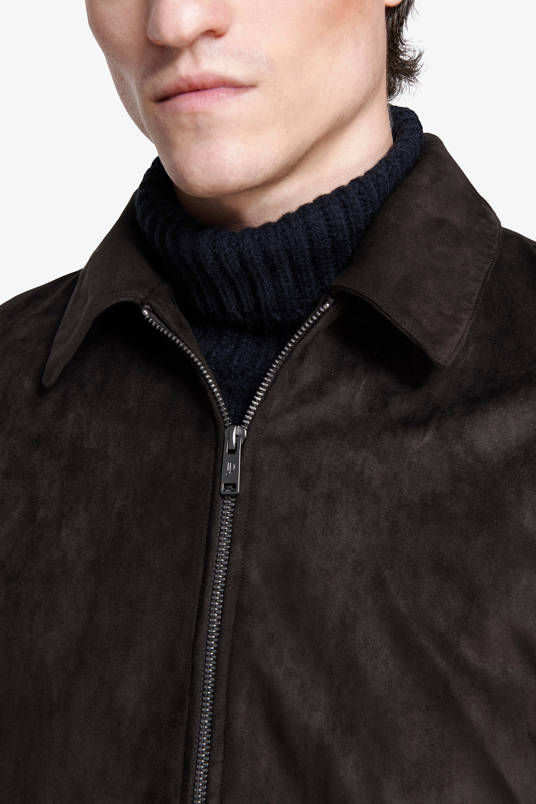 Giubbotto corto collo camicia moro