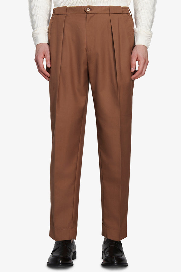 VOLUME Camel twill trousers
