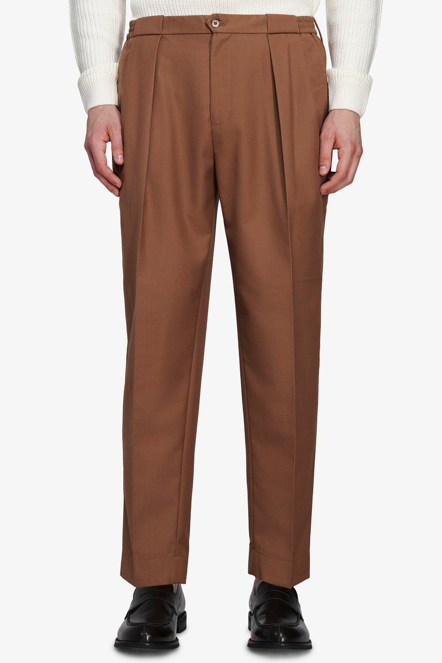 VOLUME Camel twill trousers
