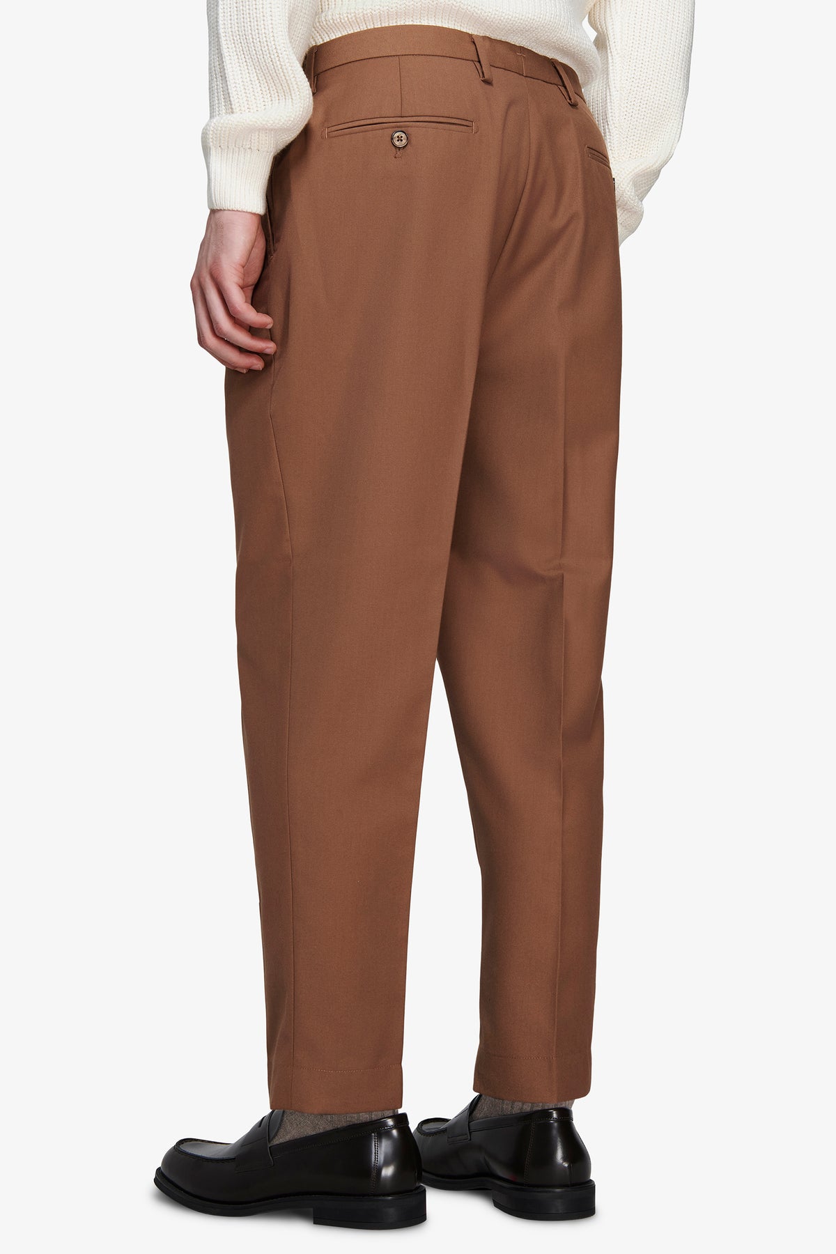 Pantaloni twill cammello "Volume"