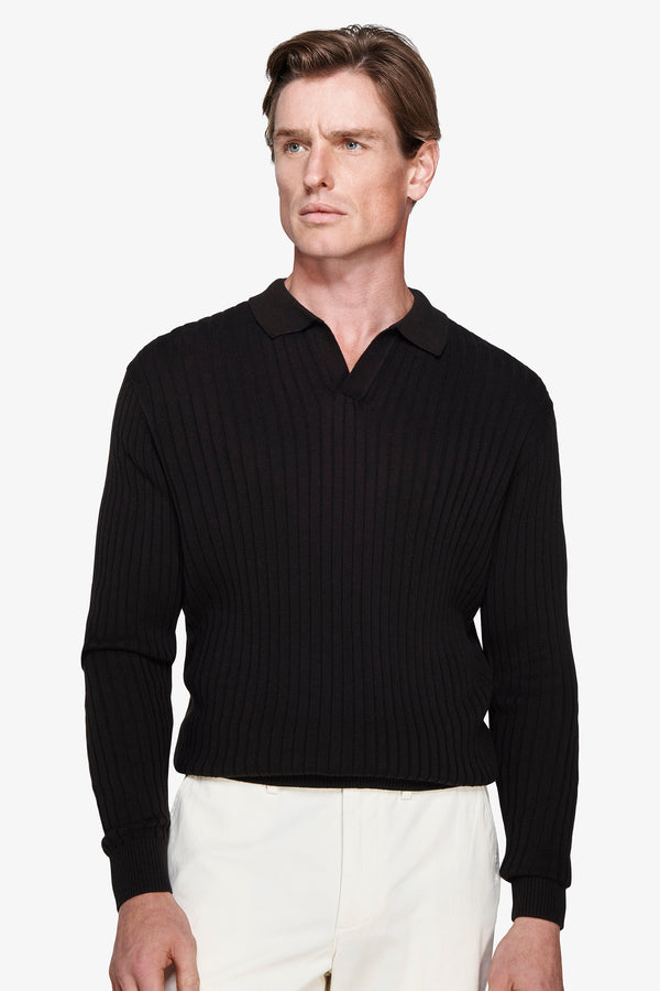Polo in maglia costa piatta moro