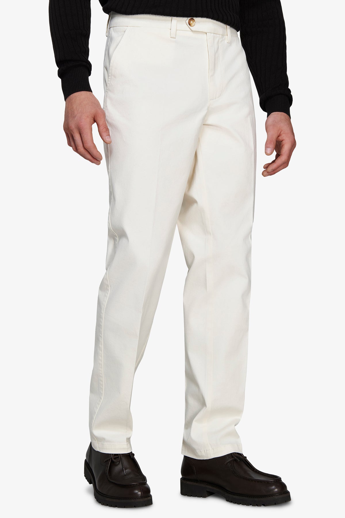 Pantaloni chino gabardina regular bianchi
