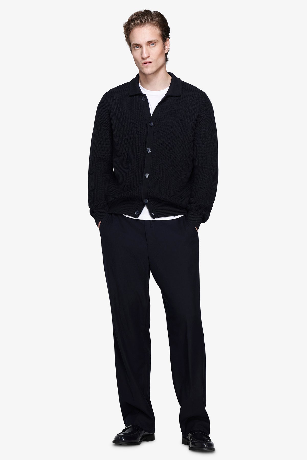 Giacca in maglia blu "Volume"