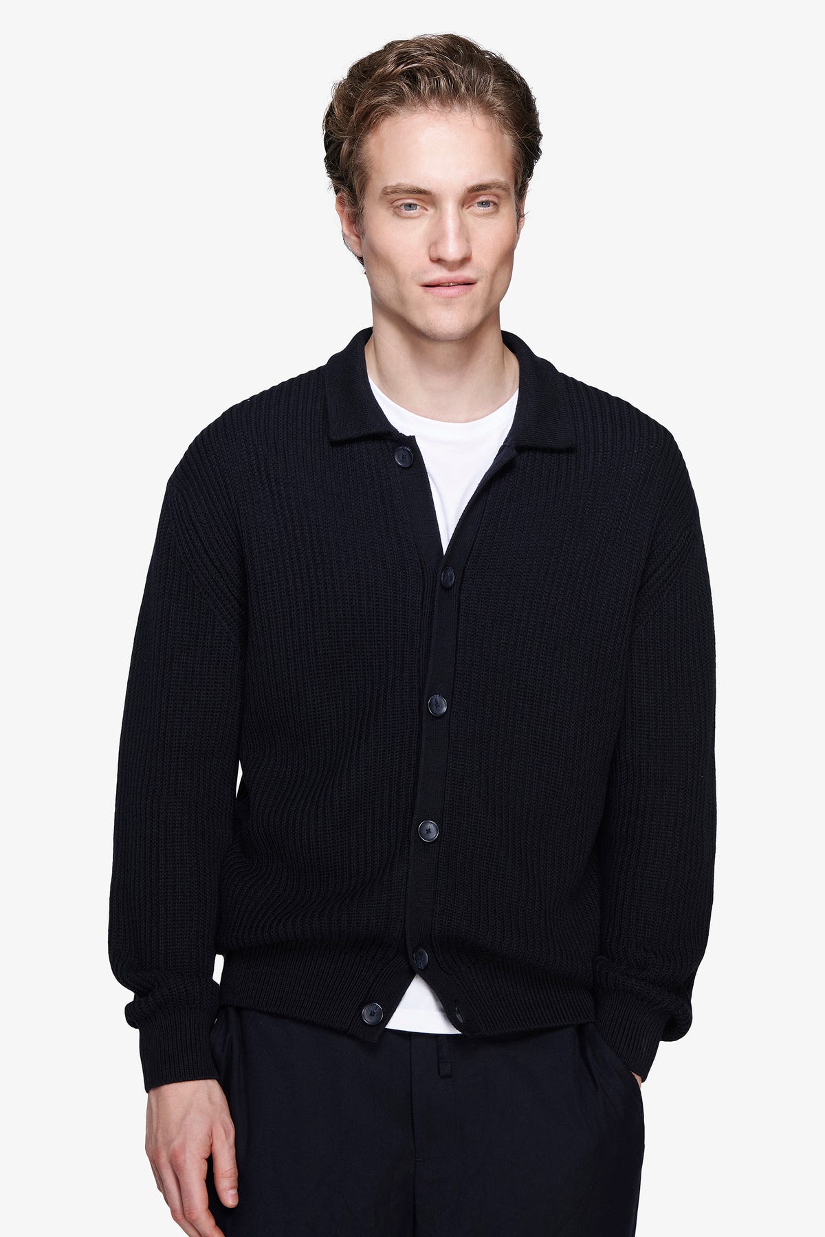 Giacca in maglia blu "Volume"