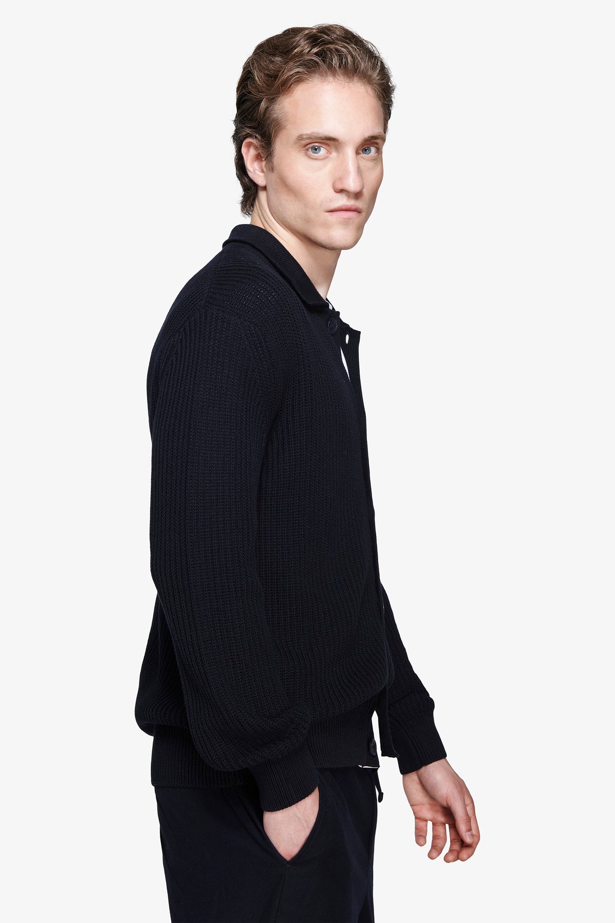 Giacca in maglia blu "Volume"