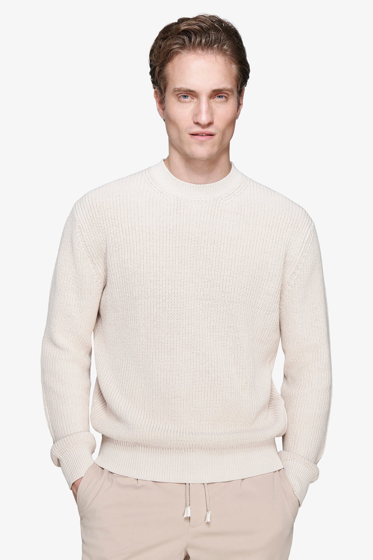 Maglia girocollo costa inglese mastice