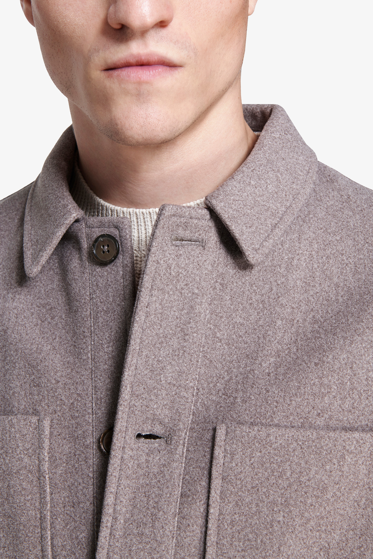 Overshirt misto lana 4 tasche fango