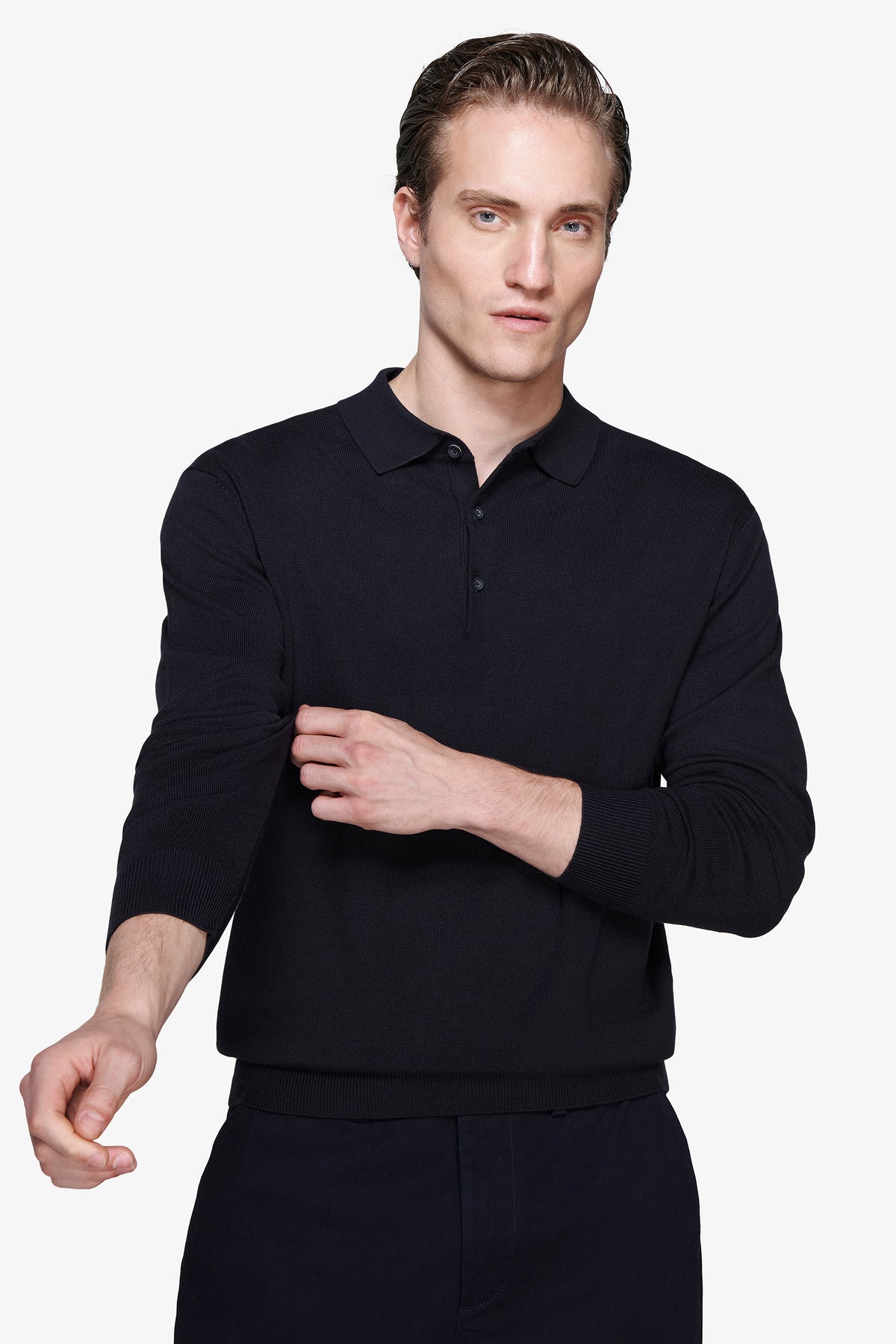 Polo in maglia con bottoni blu
