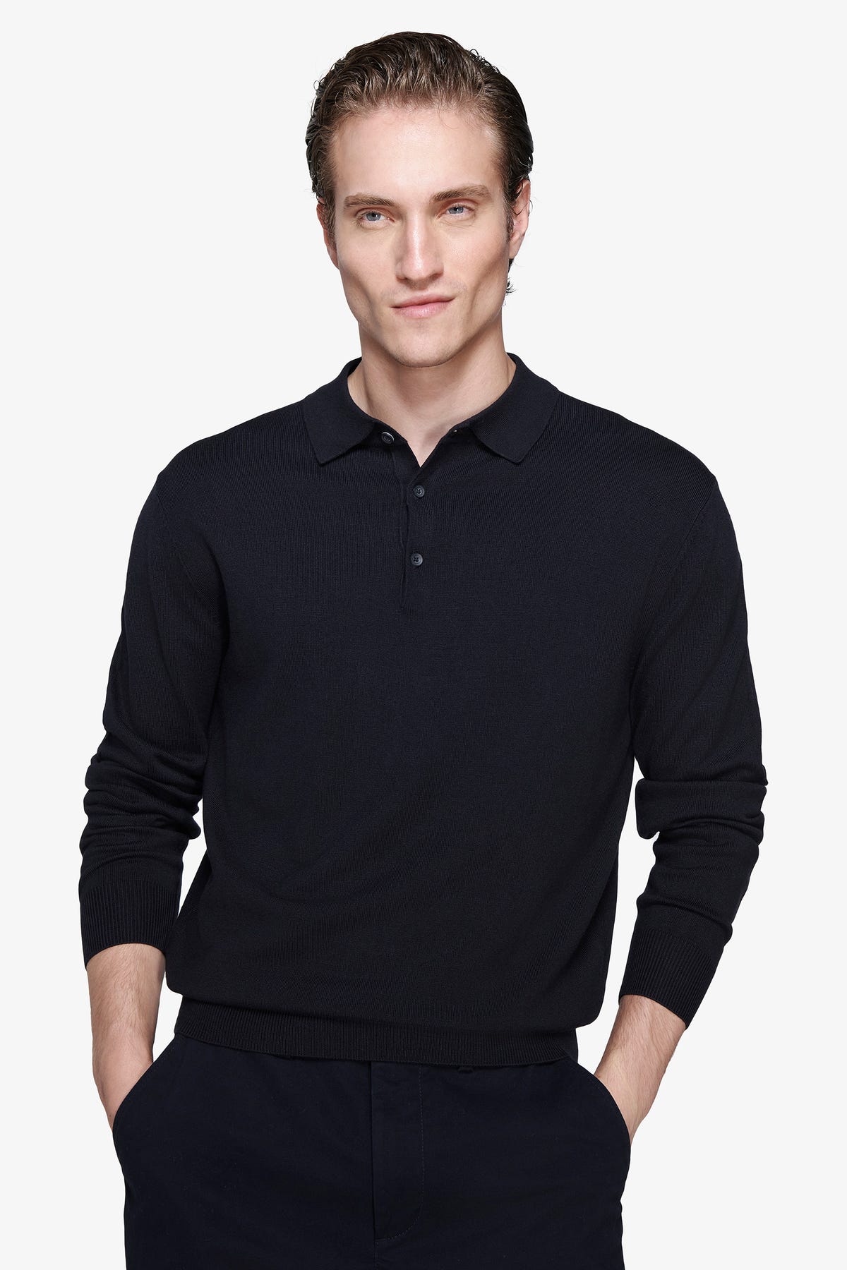 Polo in maglia con bottoni blu