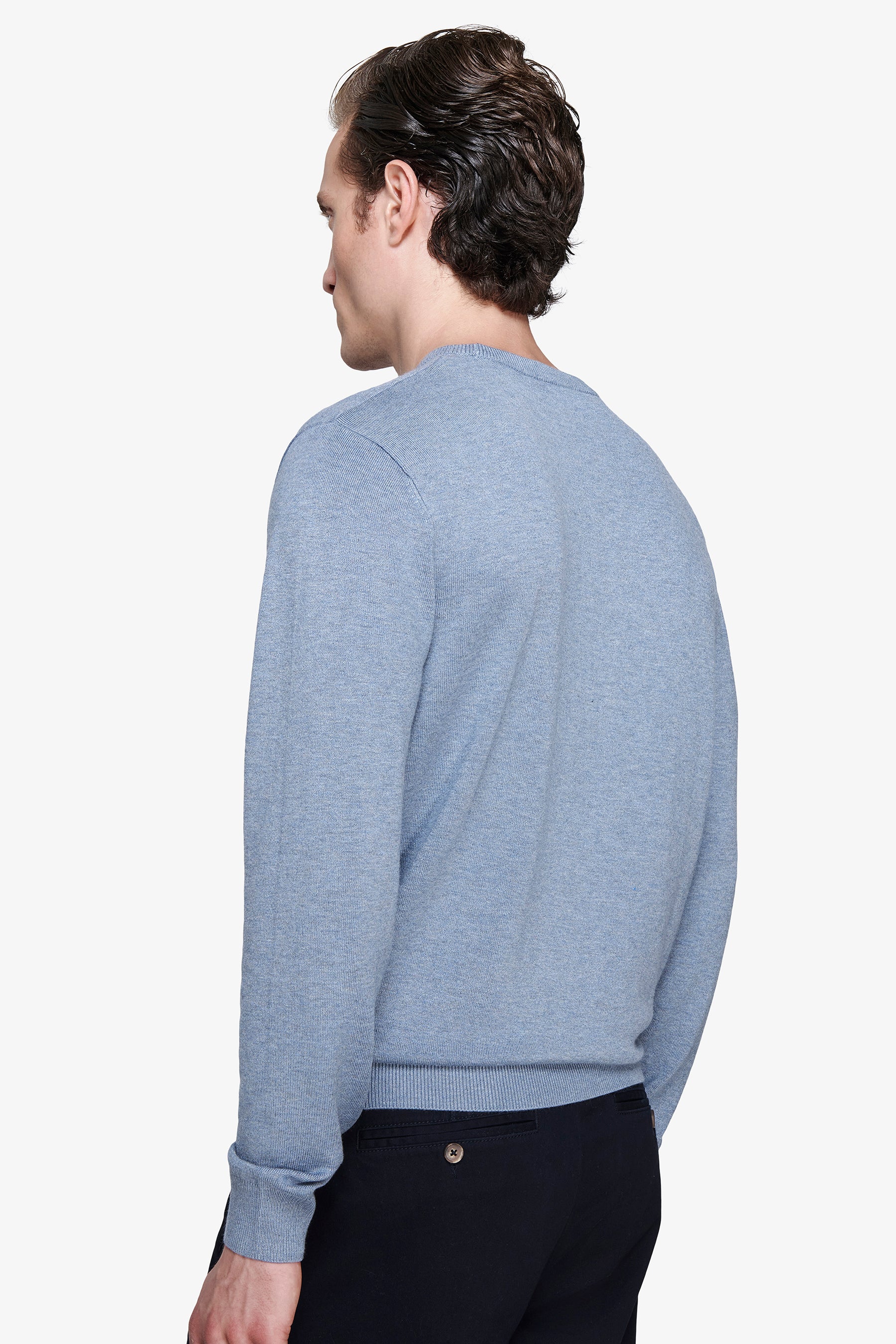 Maglia girocollo basic celeste