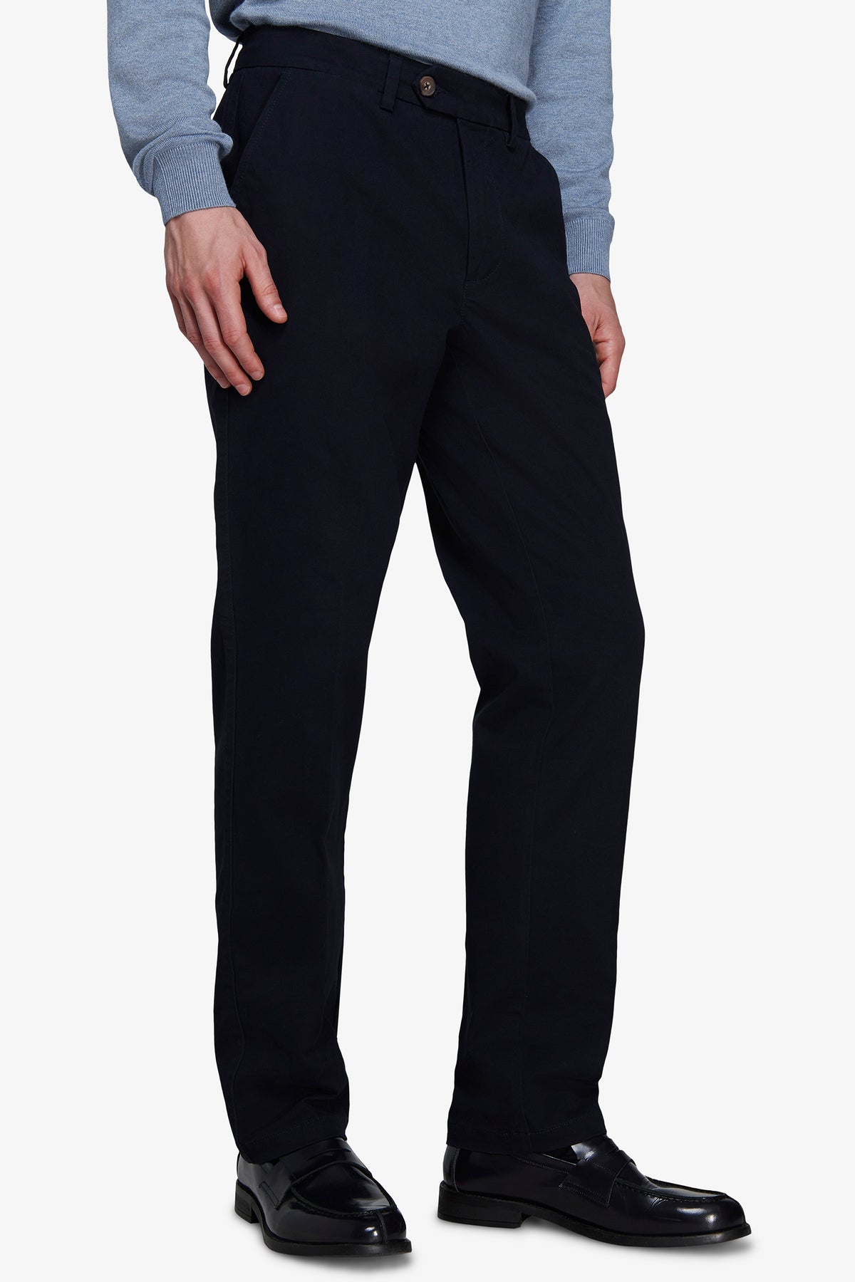 Pantaloni chino gabardina regular blu