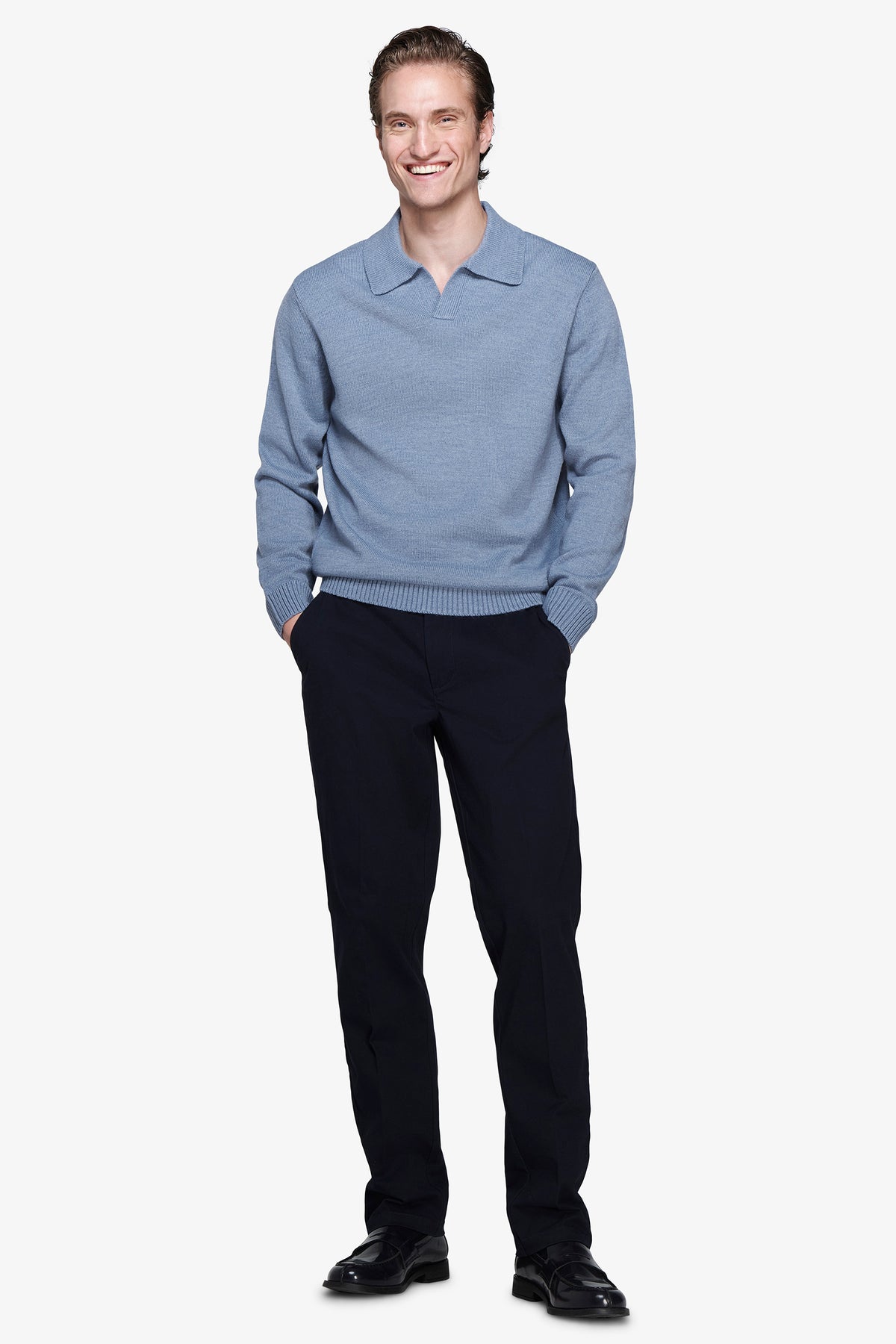 Polo in maglia misto lambswool carta da zucchero