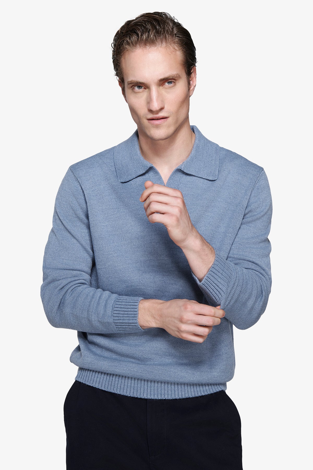Polo in maglia misto lambswool carta da zucchero