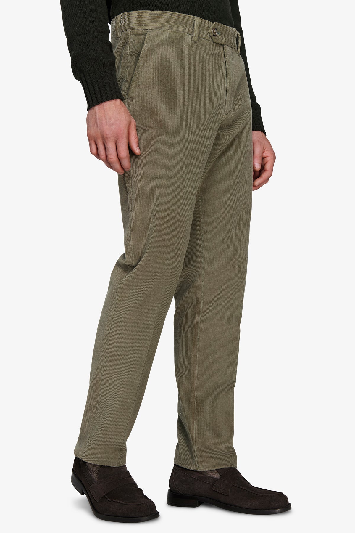 Pantaloni velluto millerighe regular oliva