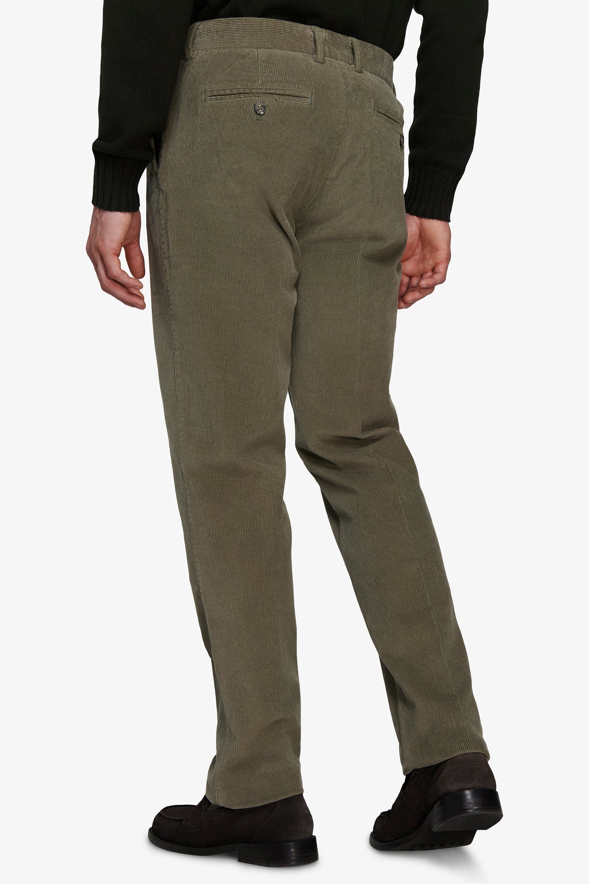Pantaloni velluto millerighe regular oliva