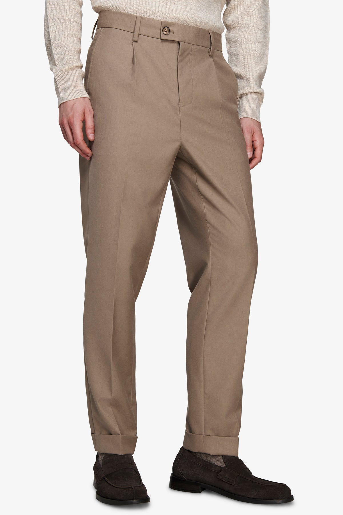 Pantaloni twill beige
