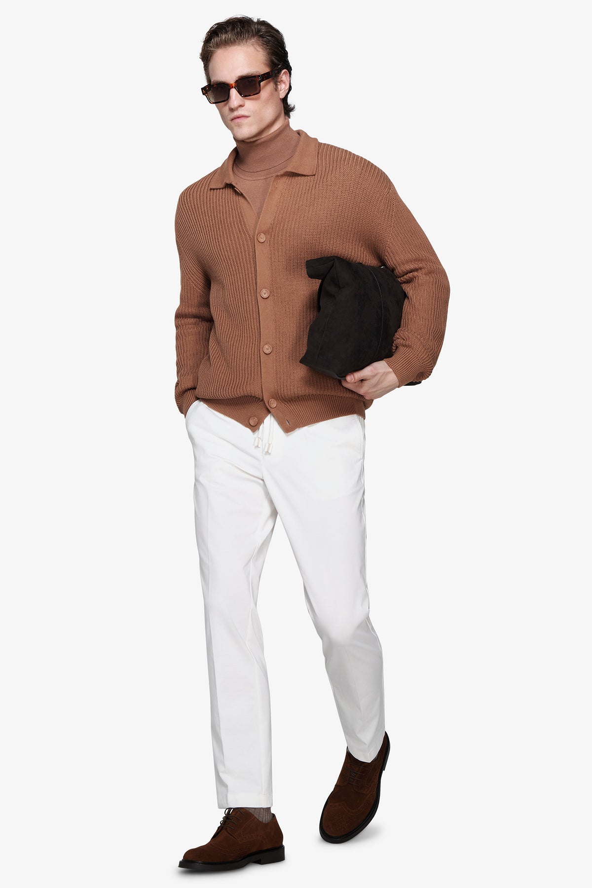 Giacca in maglia cammello "Volume"