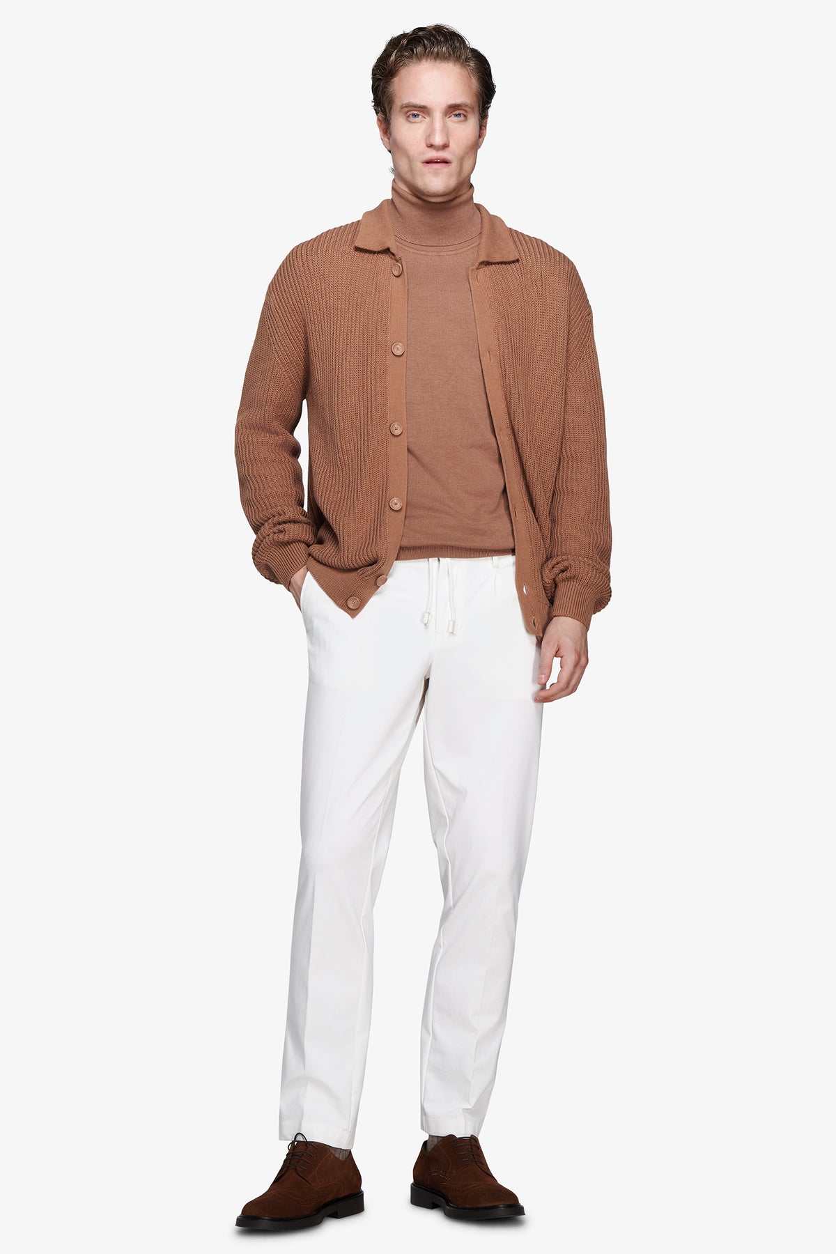 Giacca in maglia cammello "Volume"