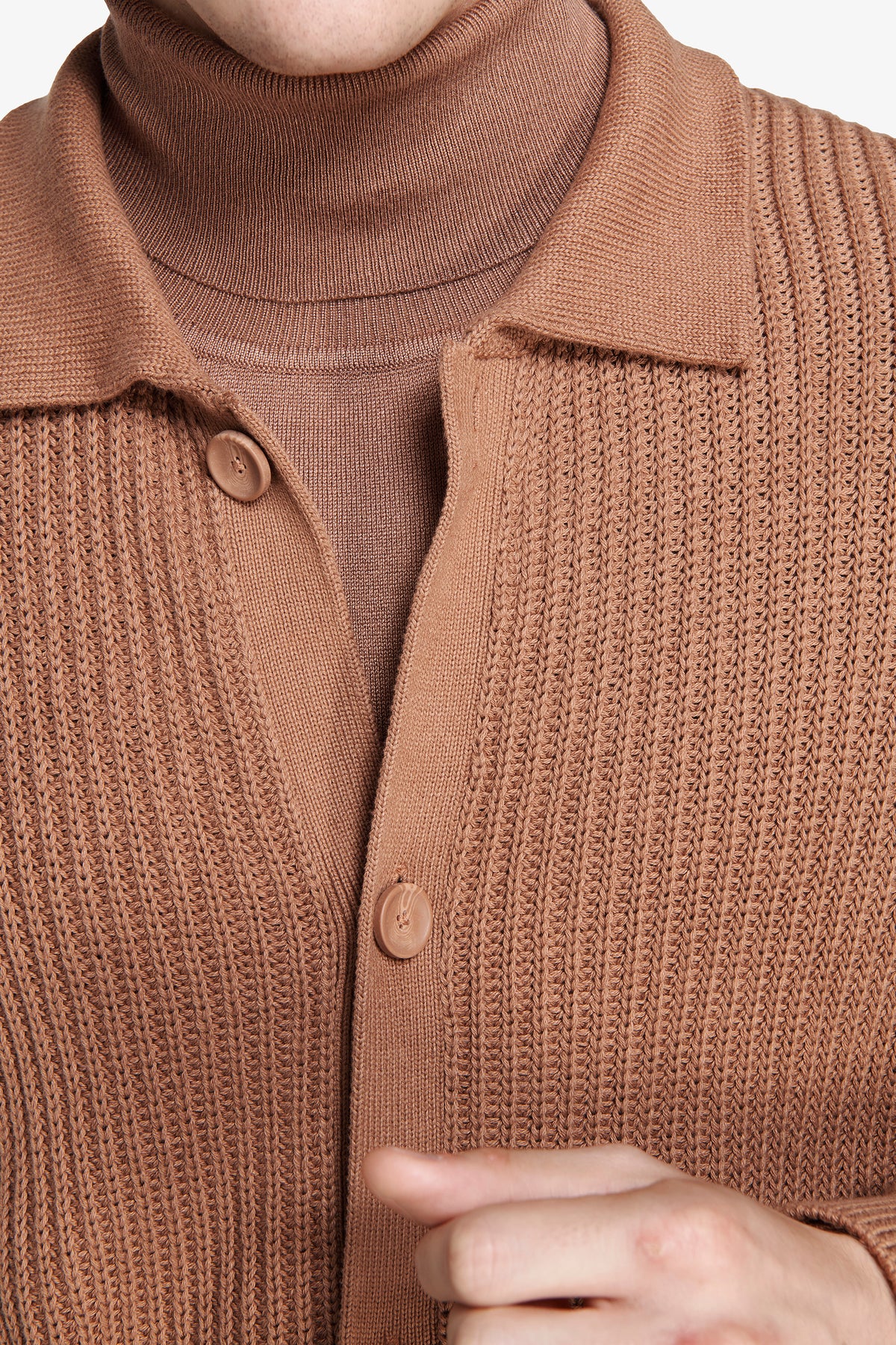 Giacca in maglia cammello "Volume"