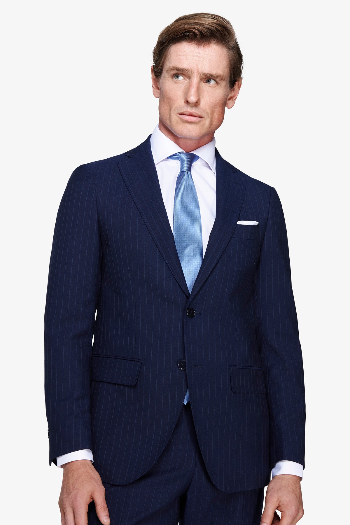 Giacca gessata regular blu