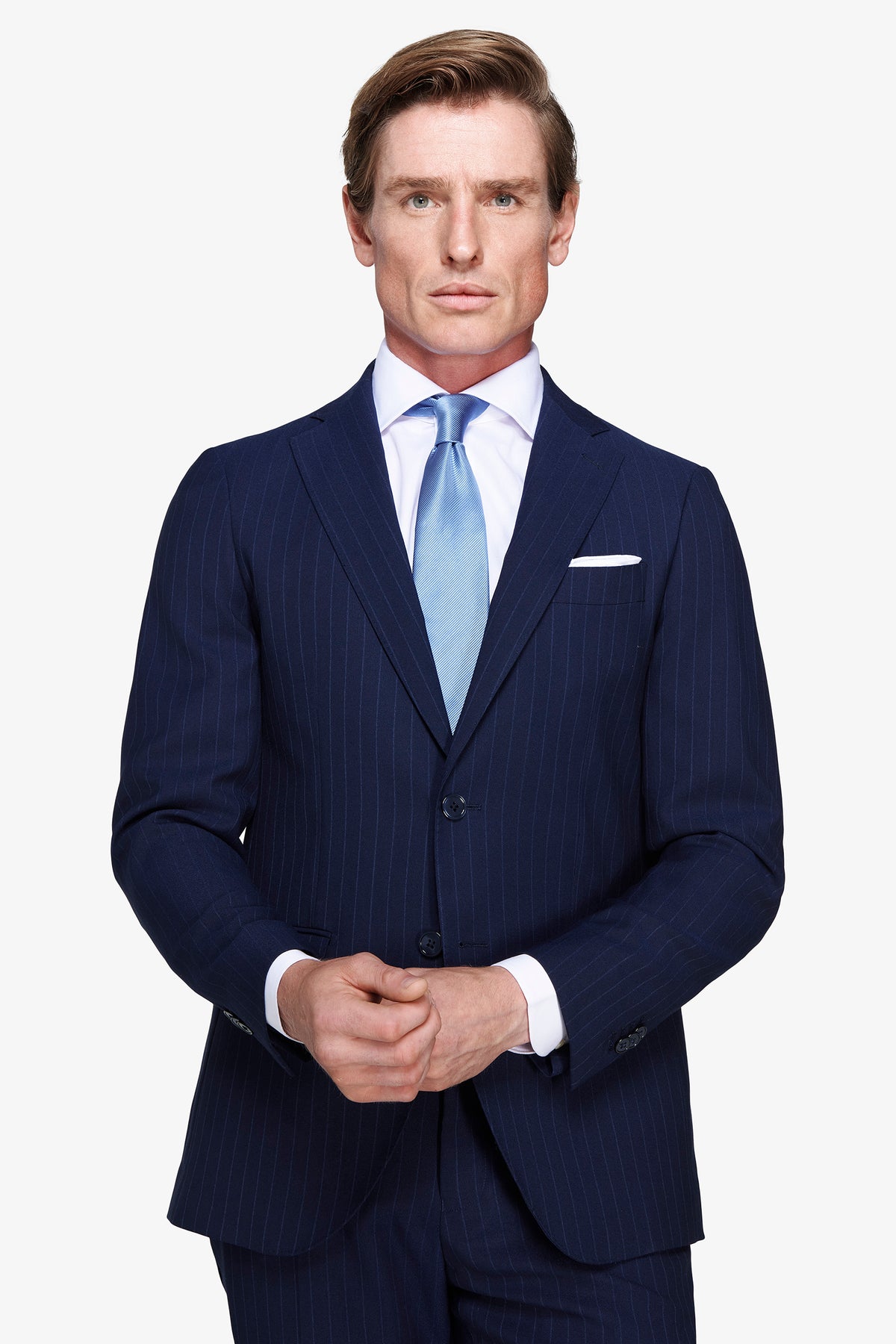 Giacca gessata regular blu