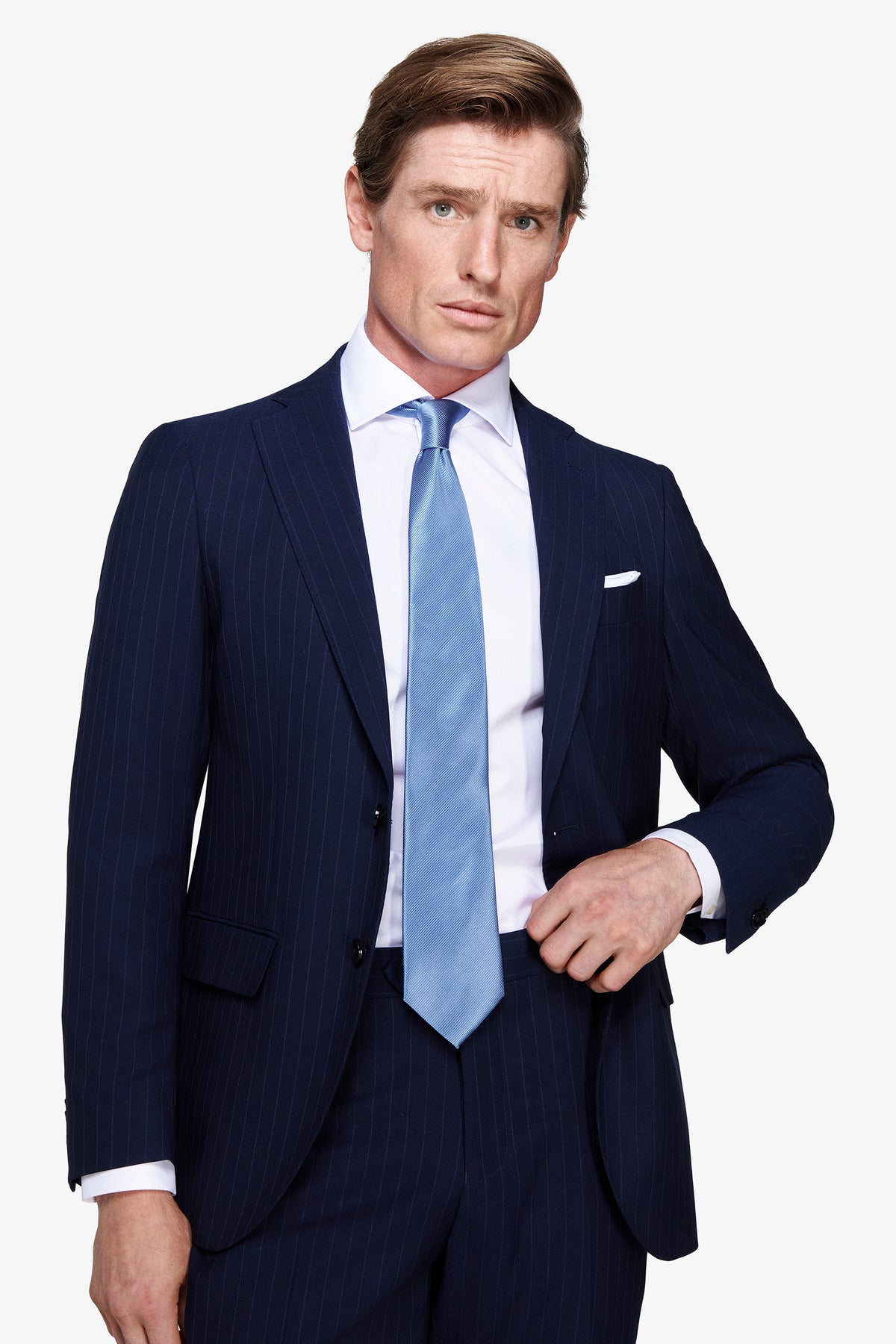 Giacca gessata regular blu