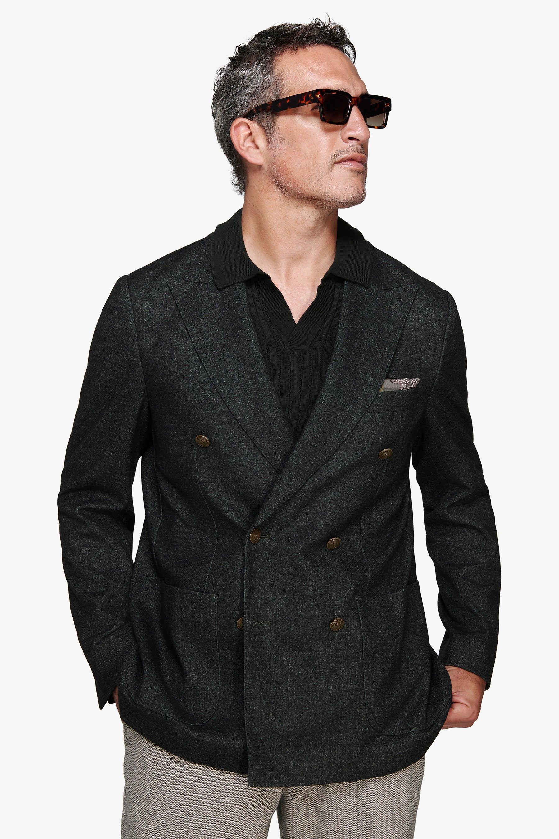 Giacca jersey doppiopetto verde