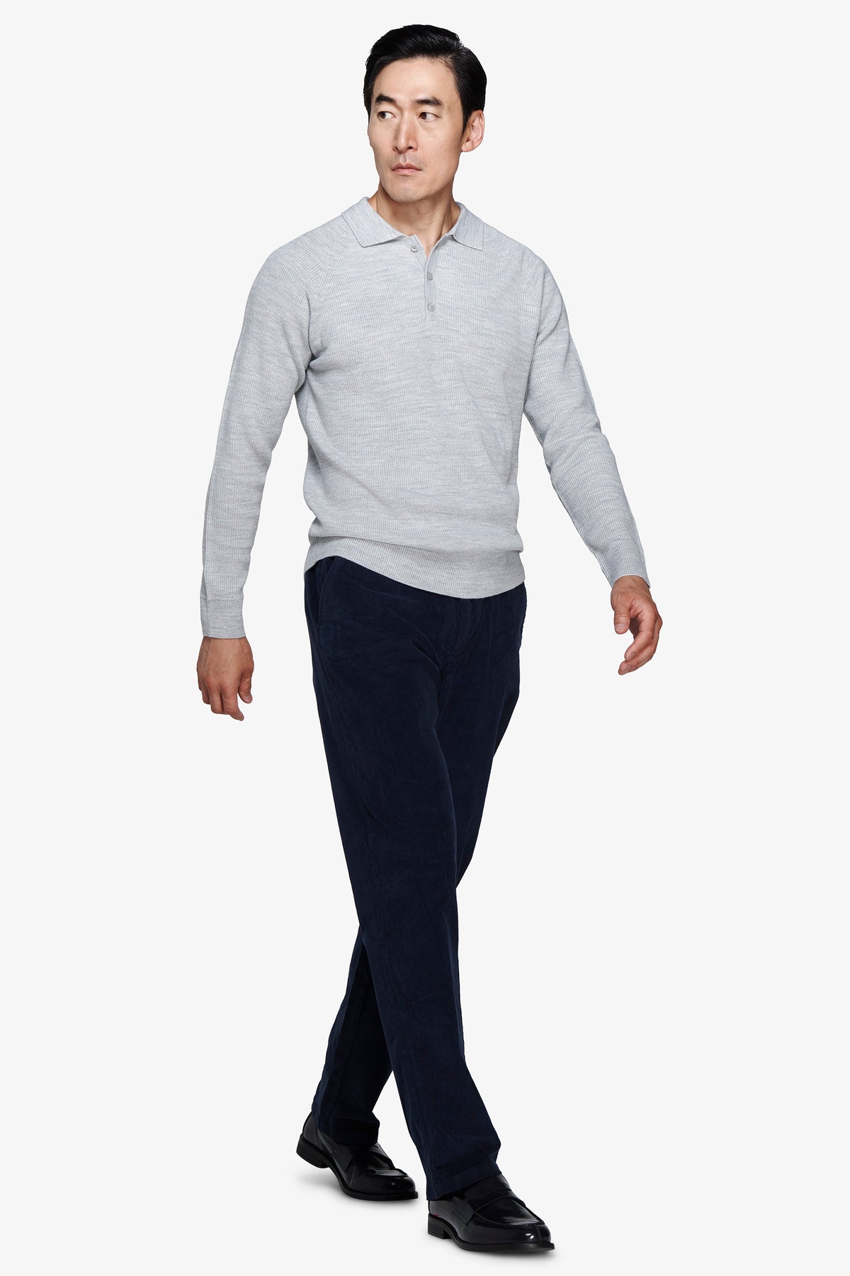 Polo in maglia costa inglese grigia