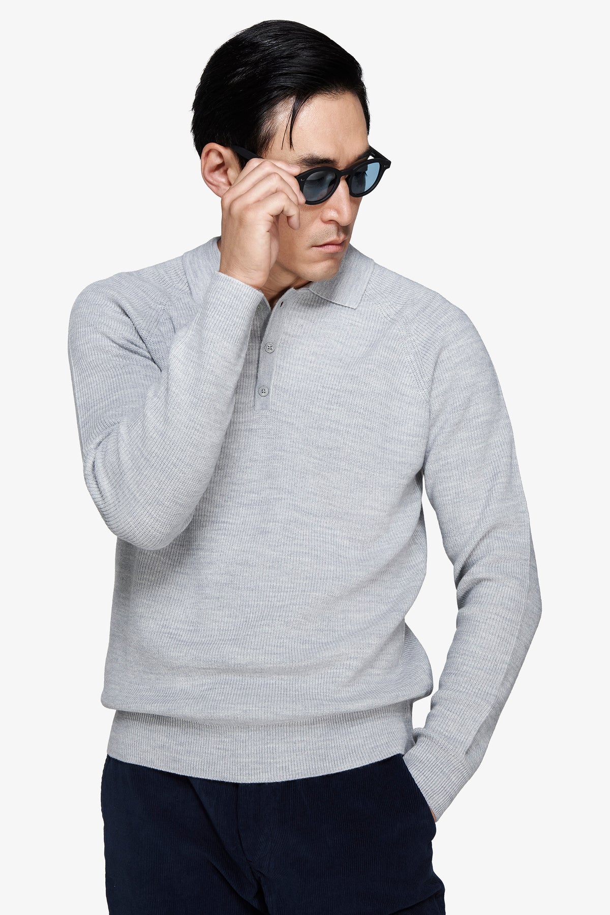 Polo in maglia costa inglese grigia