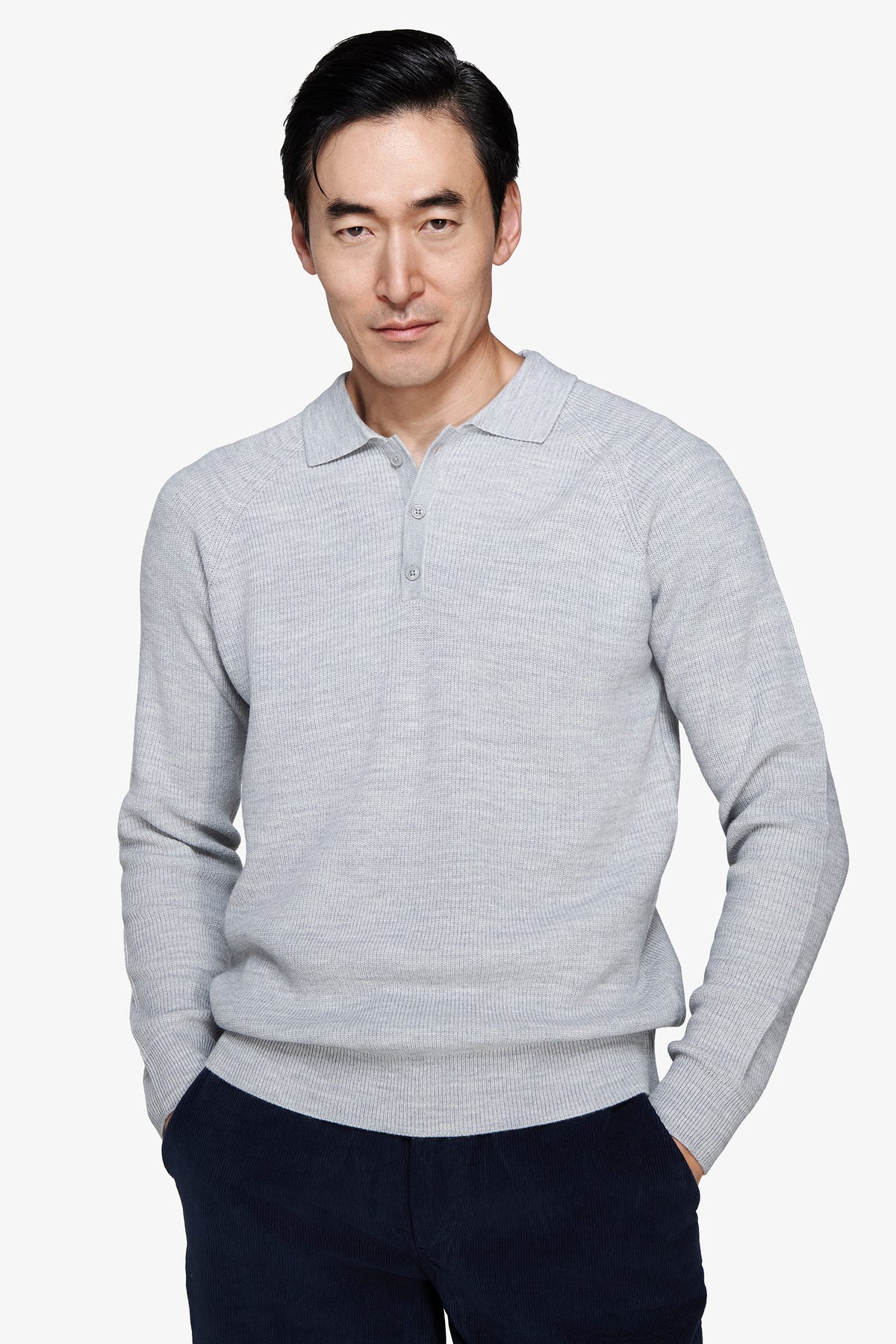 Polo in maglia costa inglese grigia