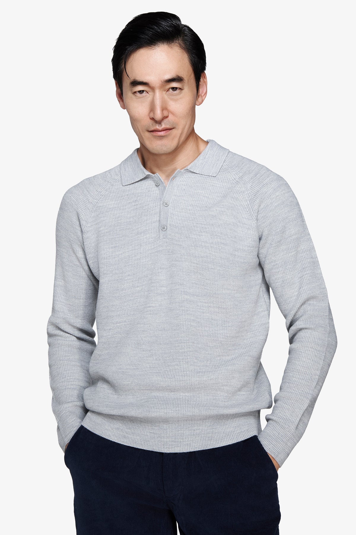 Polo in maglia costa inglese grigia