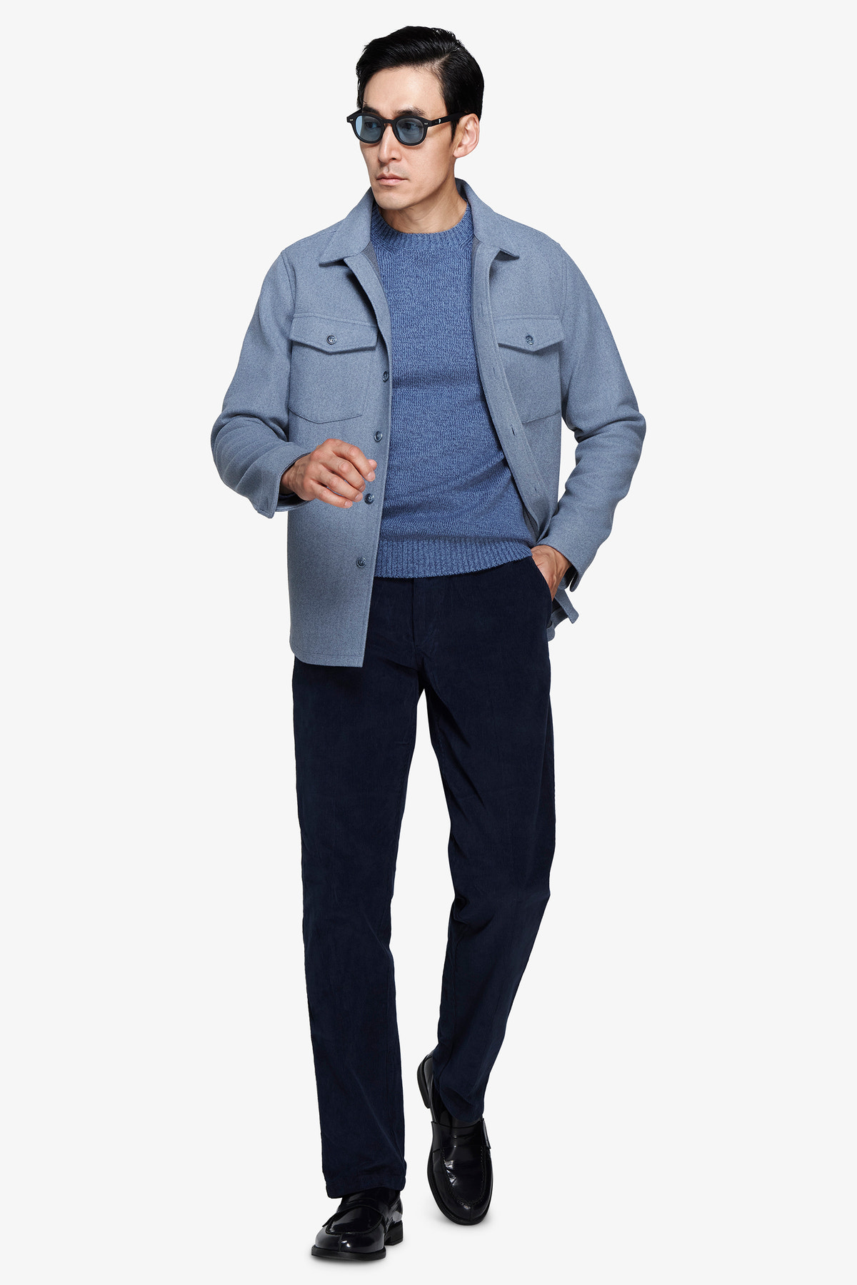 Overshirt misto lana carta da zucchero