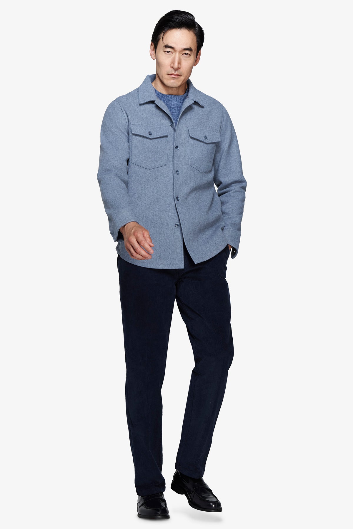 Overshirt misto lana carta da zucchero