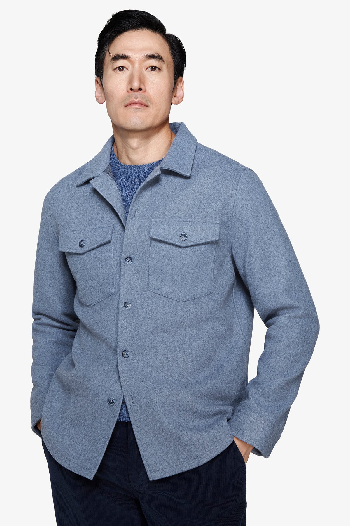 Overshirt misto lana carta da zucchero