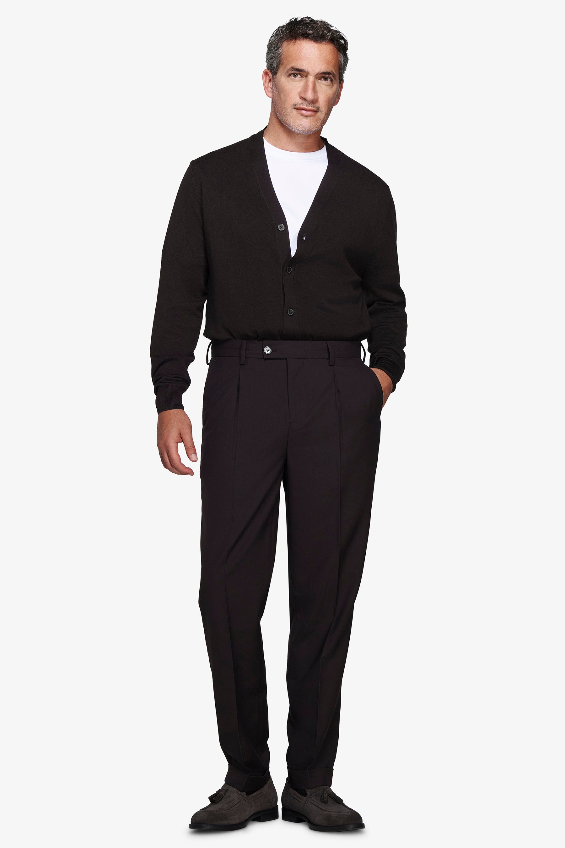 Cardigan scollo a v con bottoni basic moro
