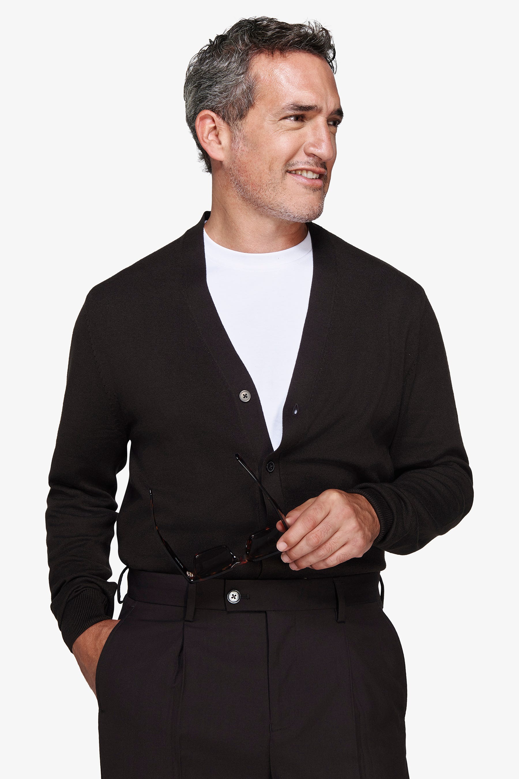 Cardigan scollo a v con bottoni basic moro