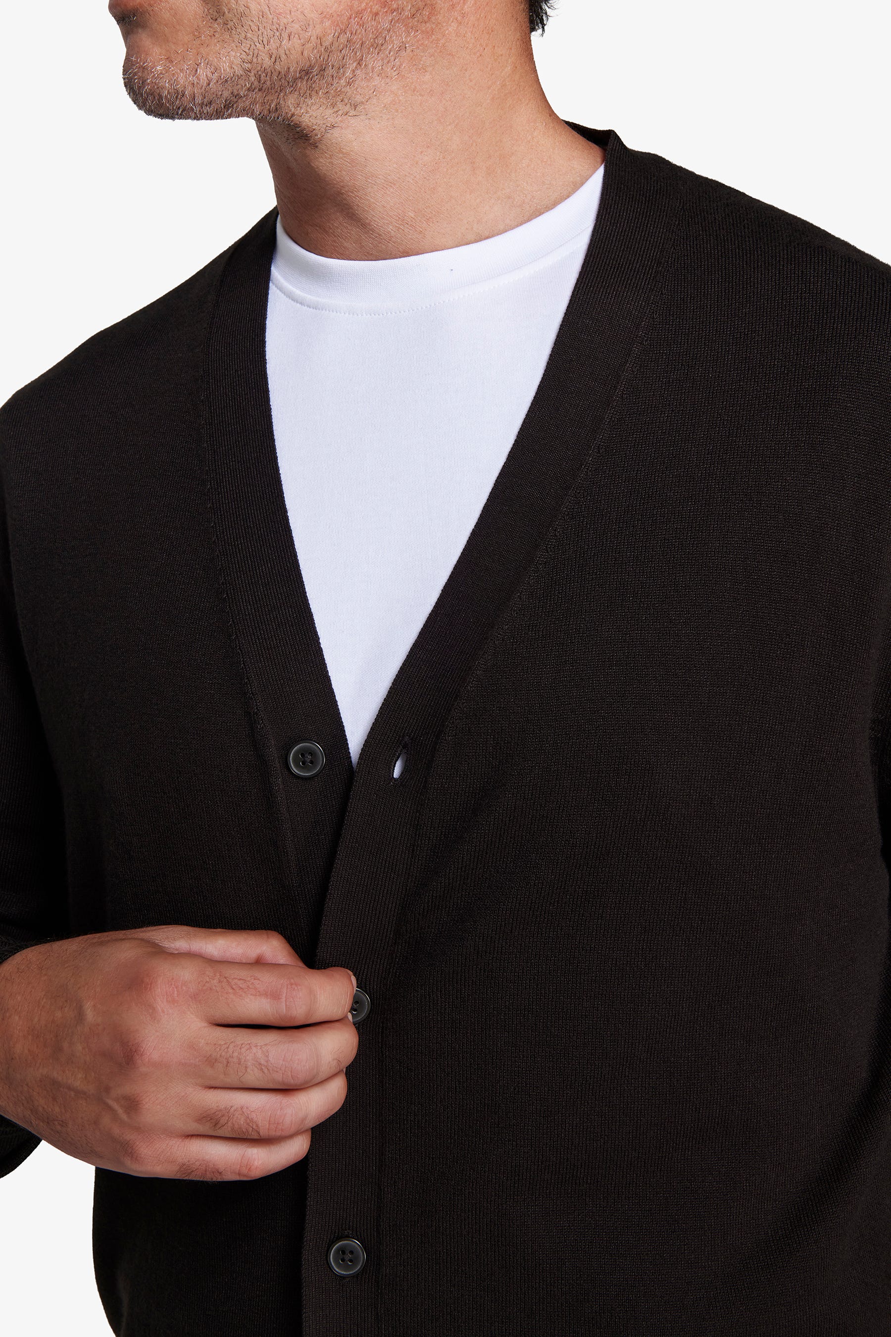 Cardigan scollo a v con bottoni basic moro