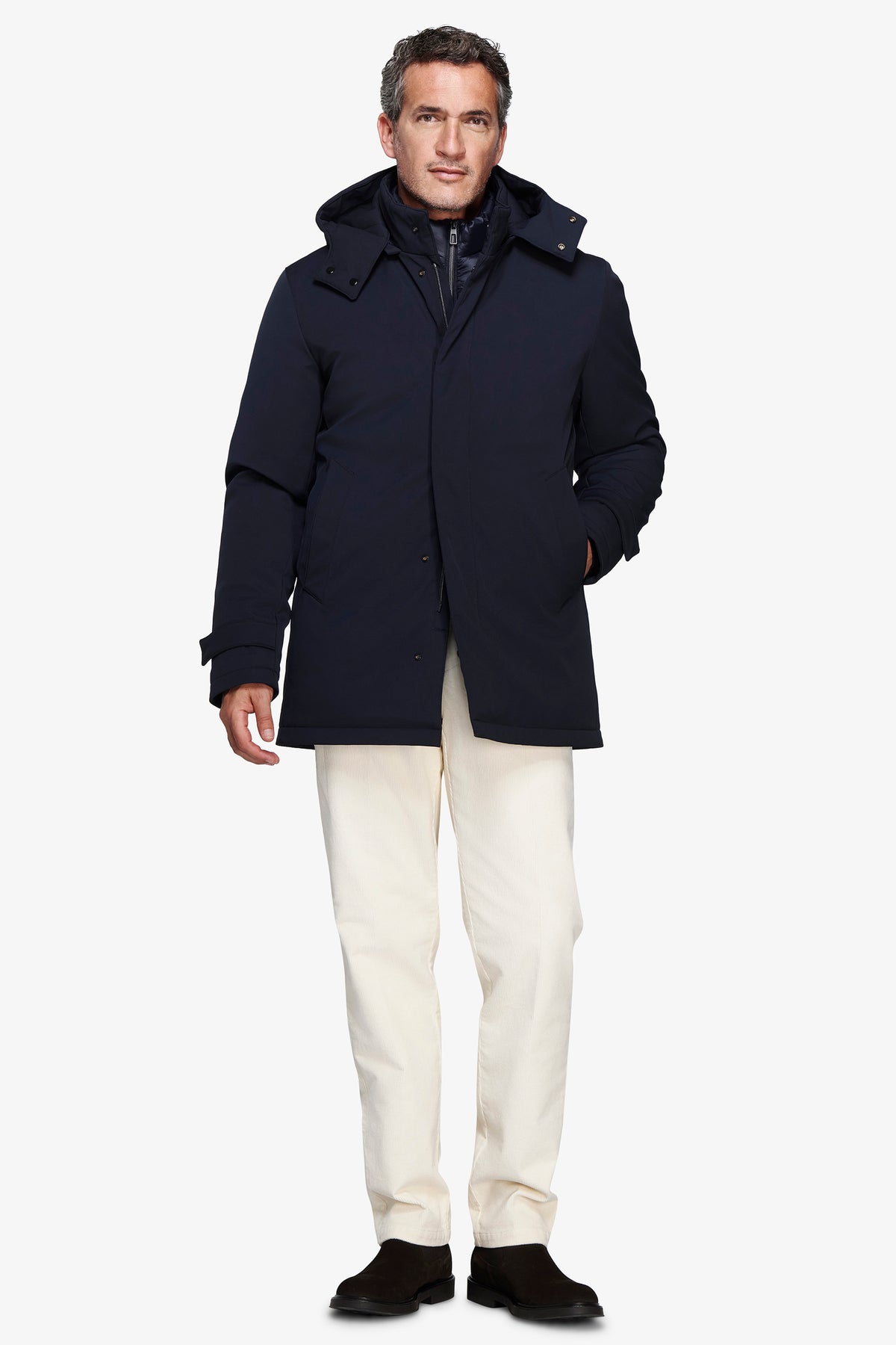 Parka con pettorina blu