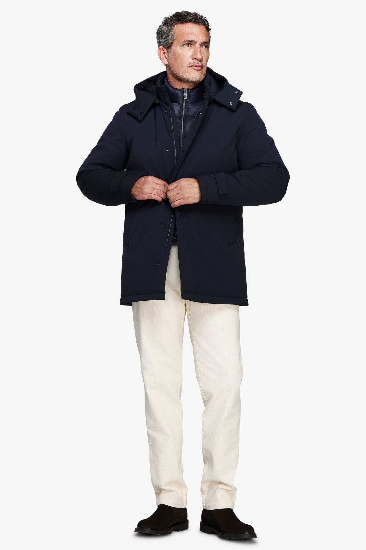Parka con pettorina blu