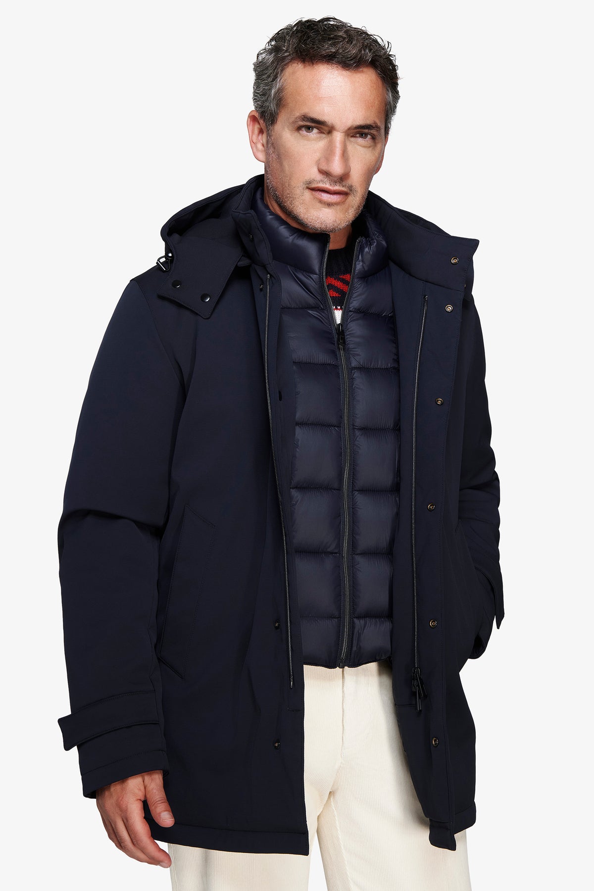 Parka con pettorina blu