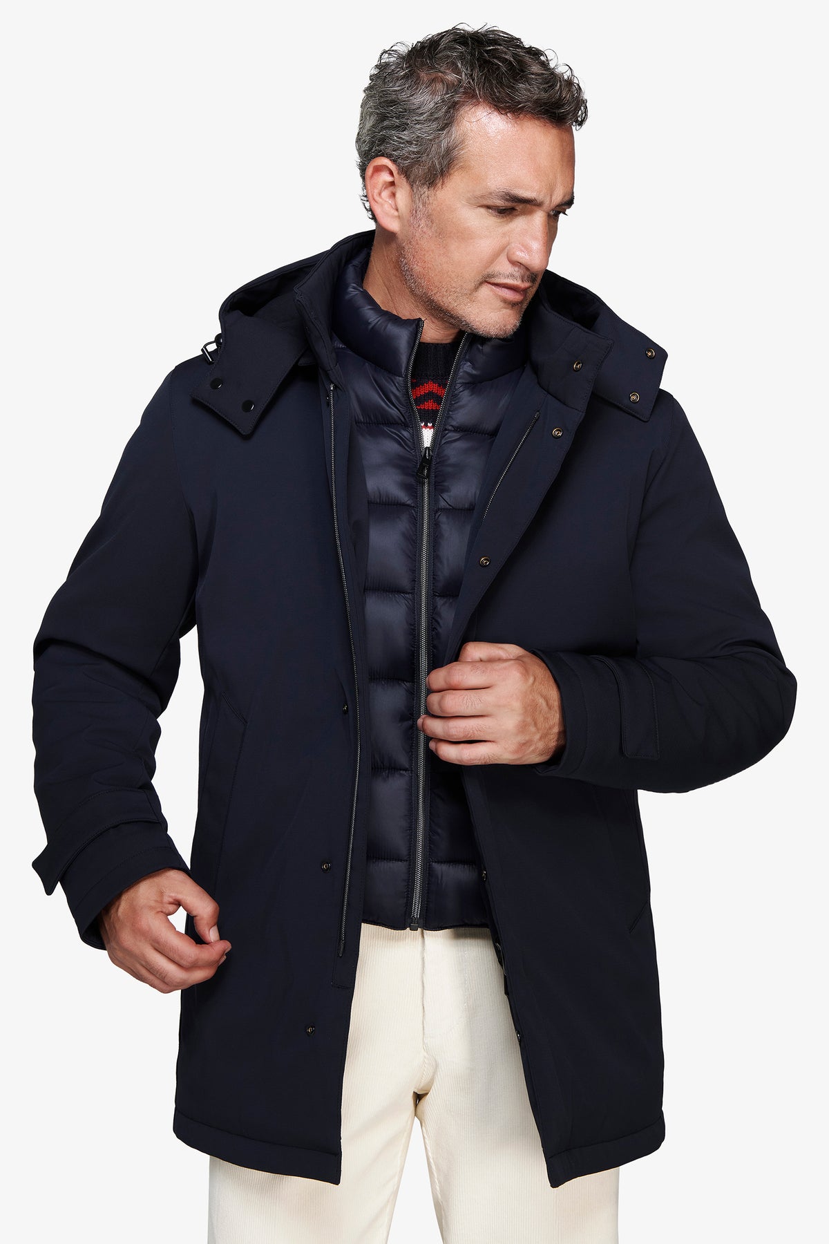 Parka con pettorina blu