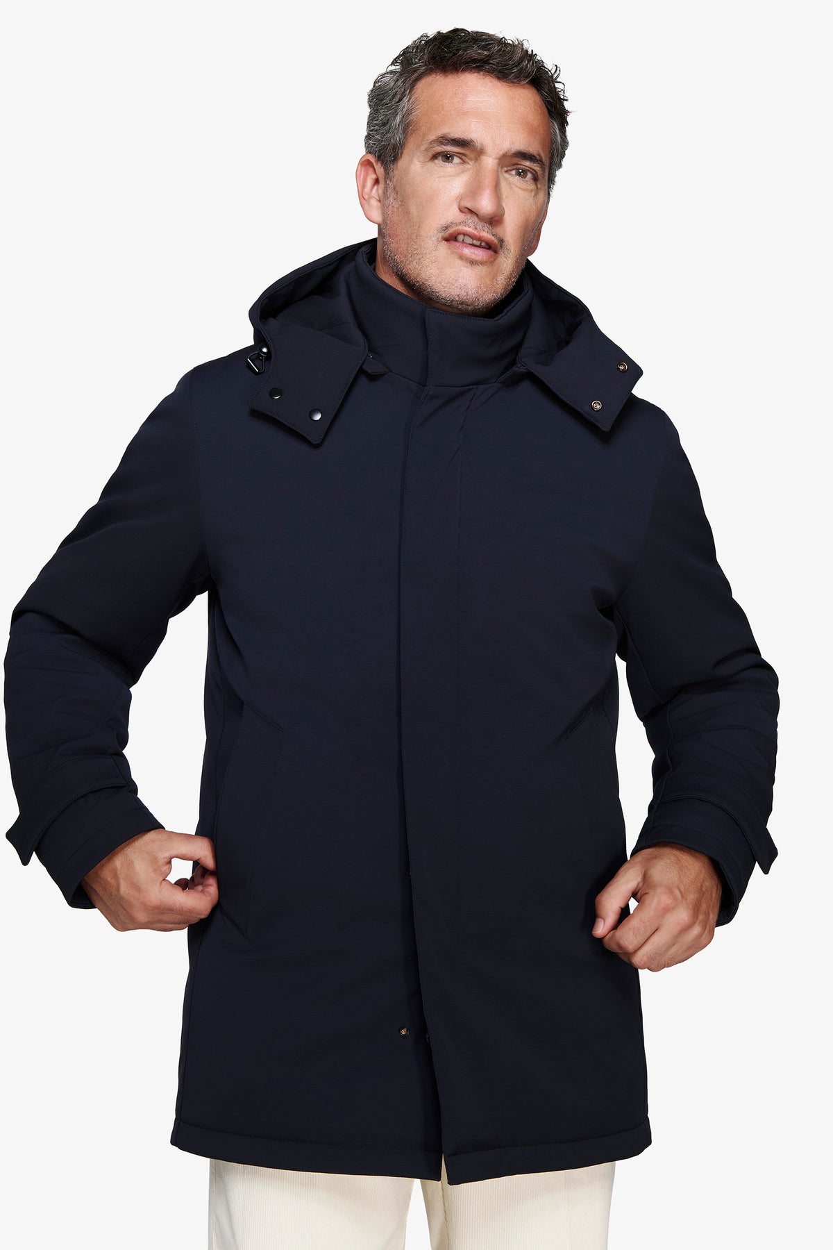Parka con pettorina blu
