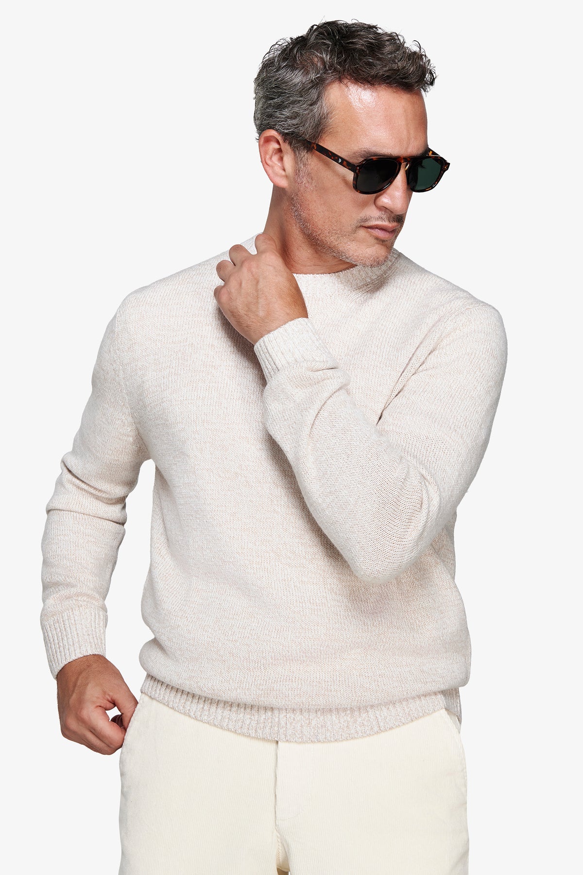 Maglia girocollo mouline' corda